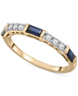 Macy's - Lab-Grown Blue Sapphire (3/8 ct. t.w.) & Lab-Grown White Sapphire (1/5 ct. t.w.) Stack Ring in 14k Gold-Plated Sterling Silver