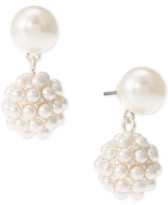 Charter Club - Silver-Tone Imitation Pearl Drop Earrings