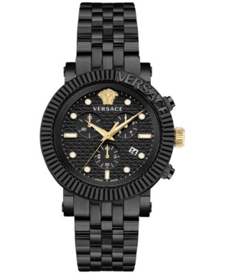 Versace - Men's Swiss Chronograph V-Chrono Black Ion Plated Bracelet Watch 45mm