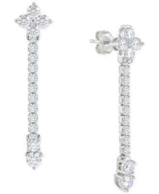 Arabella - Cubic Zirconia Linear Drop Earrings in Sterling Silver
