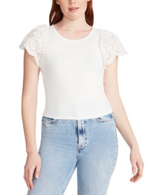 Steve Madden - Women's Olina Mixed-Media-Sleeve Knit Top