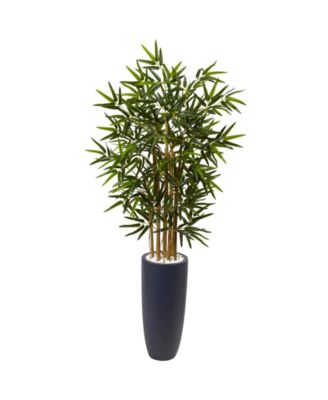 Nearly Natural - 4' Bamboo Artificial Tree in Gray Cylinder Planter
