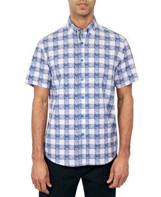 Society of Threads - Men's Regular Fit Non-Iron Performance Stretch Floral Check Print Button-Down Shirt