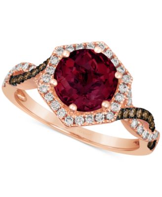 Le Vian - Raspberry Rhodolite (2-1/2 ct. t.w.) & Diamond (3/8 ct. t.w.) Halo Twist Ring in 14k Rose Gold
