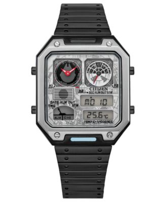 Citizen - Men's Star Wars Millennium Falcon Ana-Digi Gray-Tone Stainless Steel Bracelet Watch 33mm