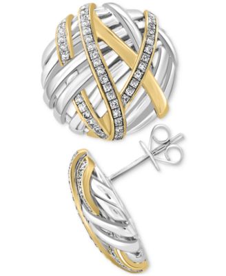 EFFY Collection - Diamond Intertwining Stud Earrings (1/3 ct. t.w.) in Sterling Silver & 14k Gold-Plate