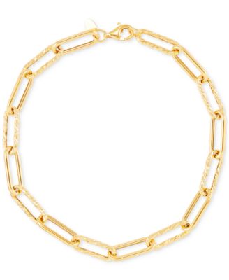 Macy's - Polished & Textured Paperclip Link Bracelet in 14k Gold