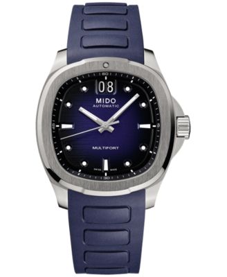 Mido - Men's Swiss Automatic Multifort Blue Rubber Strap Watch 41mm