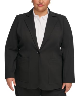 Calvin Klein - Plus Size Notched-Collar One-Button Jacket