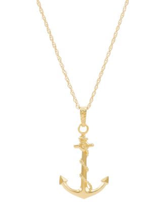 Macy's - Men's Anchor Pendant Necklace in 10k Gold