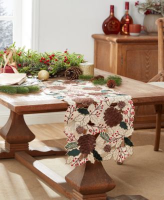 Elrene - Berry Pinecone Cutwork Centerpiece, 13" x 36"