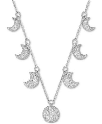 Swarovski - Rhodium-Plated Mixed Crystal Moon Charm Statement Choker Necklace, 11-4/5" + 4-7/8" extender