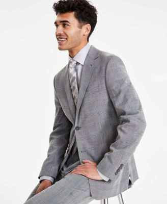 DKNY - Men's Modern-Fit Black & White Plaid Suit Separate Jacket