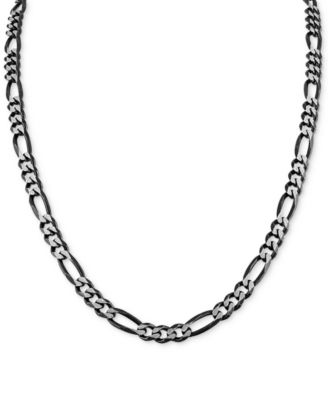 Esquire Men's Jewelry - Figaro Link 22" Chain Necklace in Black Ruthenium-Plated Sterling Silver