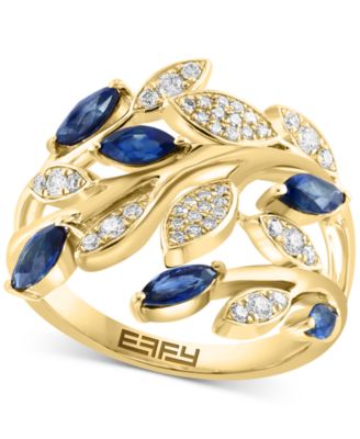 EFFY Collection - Sapphire (3/4 ct. t.w.) & Diamond (1/4  ct. t.w.) Vine Ring in 14k Gold