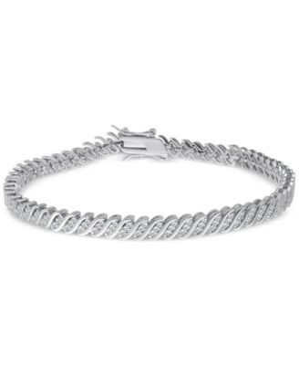 Macy's - Diamond Triple Row "S" Link Bracelet (1 ct. t.w.) in Sterling Silver