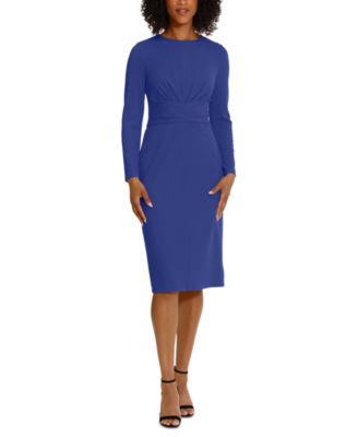 Maggy London - Women's Scuba-Crepe Gathered Midi Dress