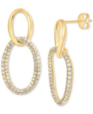 EFFY Collection - Diamond Wavy Circle Drop Earrings (3/4 ct. t.w.) in 14k Gold