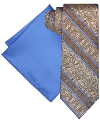 Steve Harvey - Men's Tapestry Stripe Tie & Pocket Square Set