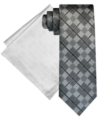 Steve Harvey - Men's Ornate Grid Tie & Pocket Square Set