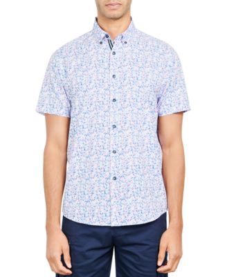 Society of Threads - Men's Slim-Fit Performance Stretch Floral Print Short-Sleeve Button-Down Shirt