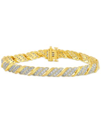 Macy's - Diamond Diagonal Row Link Bracelet (3 ct. t.w.) in 10k Gold
