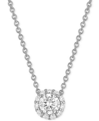 Alethea™ - Certified Diamond Halo Pendant Necklace (1/2 ct. t.w.) in 14k White Gold featuring diamonds from De Beers Code of Origin