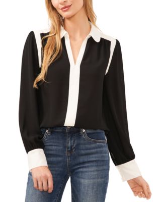 CeCe - Women's Long-Sleeve Colorblocked Blouse