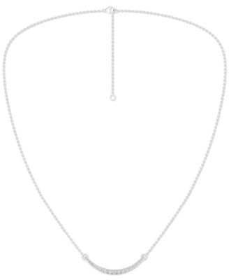 Forever Grown Diamonds - Lab Grown Diamond Curved Bar Collar Necklace (1/2 ct. t.w.) in Sterling Silver, 16" + 2" extender