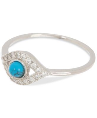 ADORNIA - Silver-Tone Evil Eye Ring