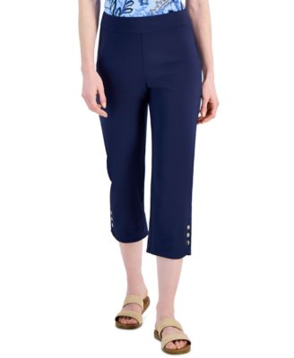 JM Collection - Women's Snap-Hem Pull-On Capri Pants
