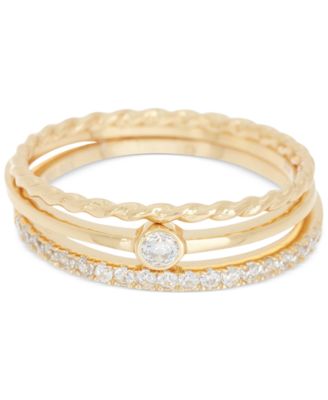 ADORNIA - 14k Gold-Plated 3-Pc. Set Pav&eacute; Band Rings