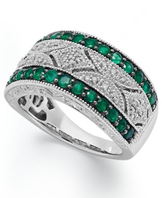Macy's - Gemstone and Diamond (1/10 ct. t.w.) Ring in Sterling Silver