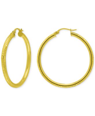 Giani Bernini - Textured Tube Medium Hoop Earrings, 35mm
