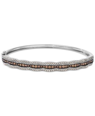 Le Vian - Chocolate Diamond & Nude Diamond Scalloped Bangle Bracelet (1-7/8 ct. t.w.) in 14k White Gold (Also Available in Rose Gold and Yellow Gold)