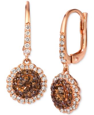 Le Vian - Chocolate Diamond & Nude Diamond Flower Drop Earrings (1-1/4 ct. t.w.) in 14k Rose Gold