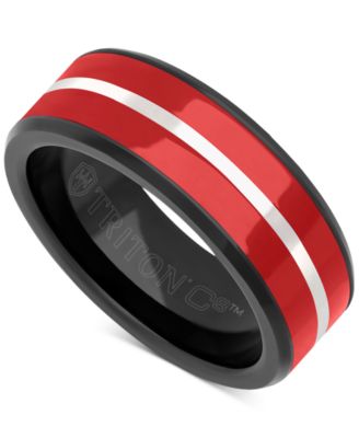 Triton - Men's Ceramic Wedding Band in Two-Tone Tungsten Carbide