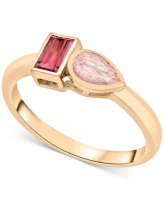 Audrey by Aurate - Peridot (3/8 ct. t.w.) & Green Tourmaline Ring (1/3 ct. t.w.) Bezel Ring in Gold Vermeil