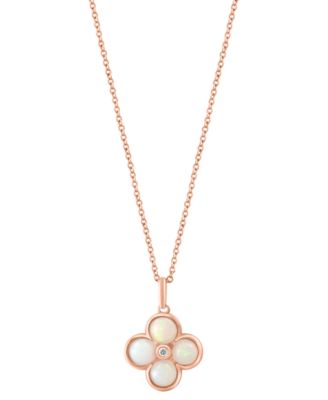 EFFY Collection - Ethiopian Opal (1-1/4 ct. t.w.) & Diamond Accent 18" Flower Pendant Necklace in 14k Rose Gold