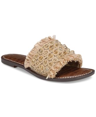 Sam Edelman - Women's Gladys Embellished Raffia Slide Flat Sandals