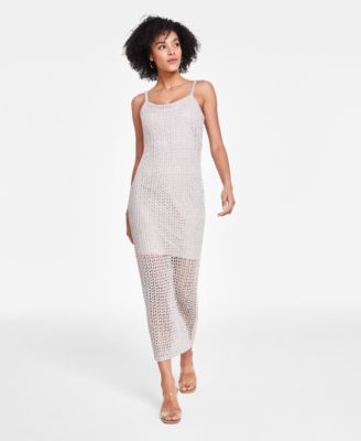 Bar III - Women's Metallic Open-Knit Bodycon Dress, Created for Macy's