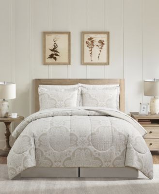 Sunham - Neutral Damask 8-Pc. Comforter Set