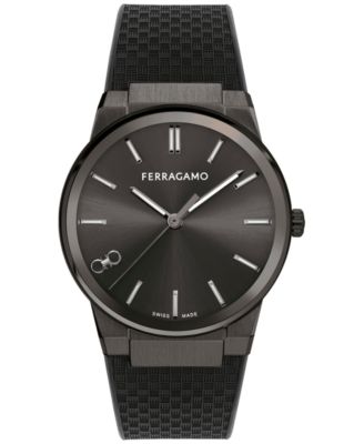 Ferragamo - Men's Swiss Black Rubber Strap Watch 41mm