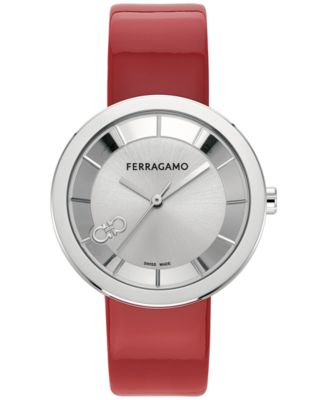 Ferragamo - Women's Swiss Red Patent Leather Strap Watch 35mm