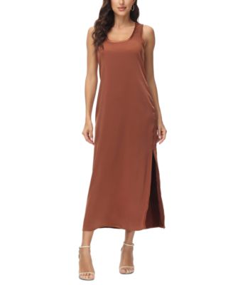 Frye - Women's Lela Satin Scoop-Neck Side-Slit Tank Dress
