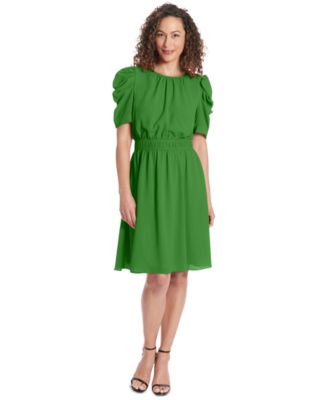 London Times - Petite Caterpillar-Sleeve Jewel-Neck Dress
