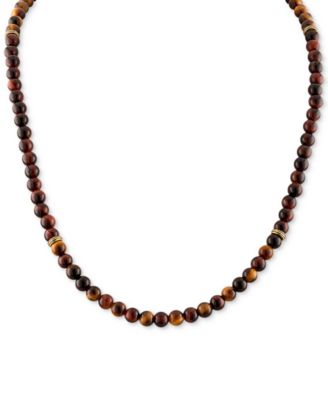 Esquire Men's Jewelry - Tiger Eye Statement Necklace in 18k Gold-Plated Sterling Silver