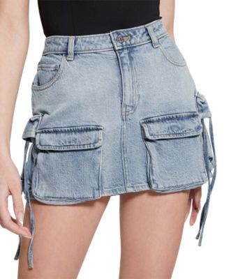 GUESS - Women's Devon Cargo Denim Mini Skirt