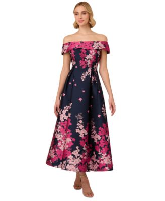 Adrianna Papell - Women's Floral-Print Off-The-Shoulder Dress