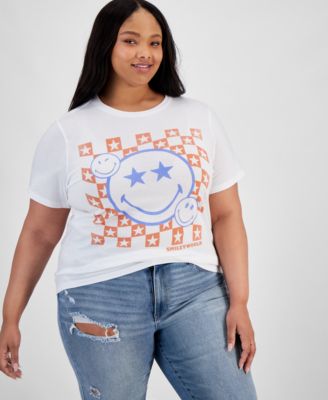 Grayson Threads, The Label - Trendy Plus Size Smiley Graphic T-Shirt